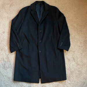 Brooks Brothers Loro Piana Overcoat Mens 48R 100% Lambswool Black Storm System